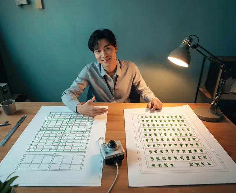Lighting advisor comparing greenhouse fixture layouts